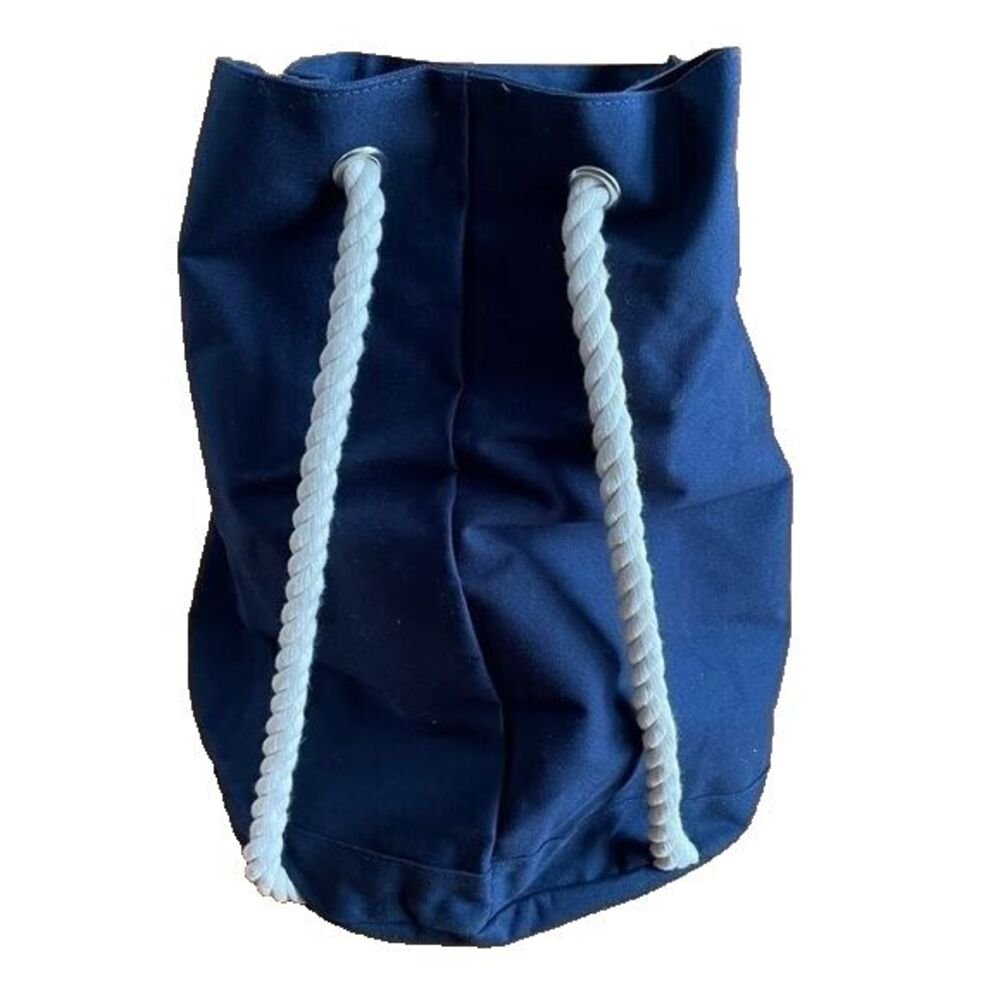 Jean Paul Gaultier Lg Navy Canvas Duffle Backback Nautical Rope Drawstring - Picture 5 of 12